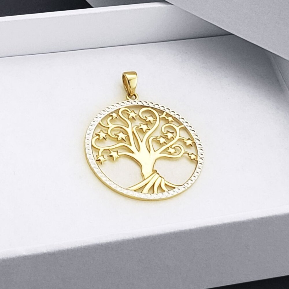 Tree of Life / Knowledge Etz Chaim Kabbalah Charm Pendant 14k Yellow White Gold